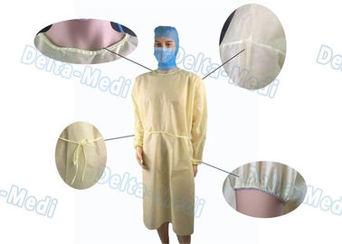 PP สีเหลืองแสงเปลือยทิ้ง Gowns ป้องกันการผ่าตัดเสื้อผ้า
