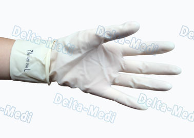 ถุงมือผ่าตัดแบบใช้แล้วทิ้งที่ปราศจากเชื้อสีขาวปลอดสารพิษสำหรับโรงพยาบาล