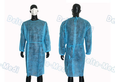 สีฟ้า PP Long Sleeve โรงพยาบาล Disposable Gowns แยกป้องกันฝุ่นละอองสำหรับ Lab / อุตสาหกรรม