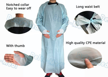 ผลิตภัณฑ์พลาสติกทางการแพทย์ที่ป้องกันได้ CPE ชุดเสื้อกันน้ำพร้อมแขน