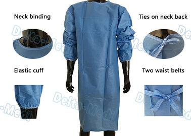Soft ชุดทิ้ง Gowns ป้องกัน SMS ทิ้ง Gowns แพทย์ที่มี 2 เอว Tie On / Neck Tie On