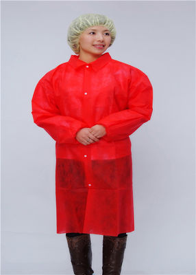 ปกเสื้อสีแดง 106 ซม. Microporous Disposable Protective Gown