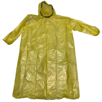 สินค้ามาใหม่ สีเหลืองสีเขียวเสื้อกันฝนโพลีเอทิลีนสายรัดคอปรับระดับได้พร้อมข้อมือยางยืด