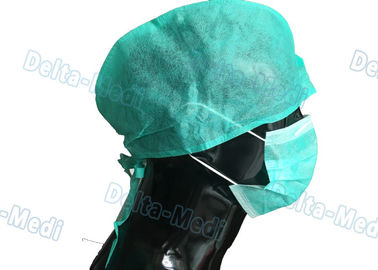 สีเขียวทางการแพทย์ Disposable Caps ผ่าตัด Non Woven Tie On กลับประเภทสำหรับโรงพยาบาล