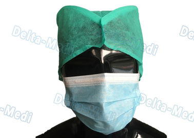 สีเขียวทางการแพทย์ Disposable Caps ผ่าตัด Non Woven Tie On กลับประเภทสำหรับโรงพยาบาล