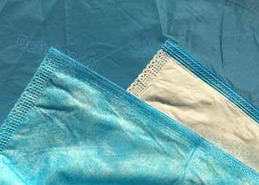 ผ้าปูเตียงแบบใช้แล้วทิ้งสีพื้นสีน้ำเงินพร้อมผิวพรรณที่ดีการกันน้ำการตรวจสอบ