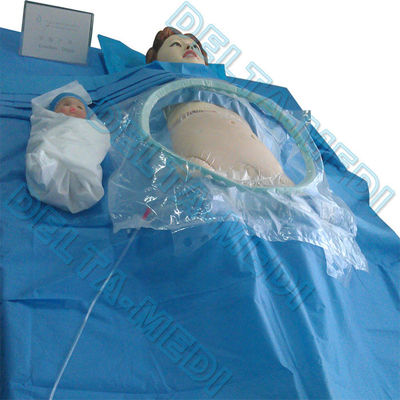 ดูดซับเสริม 40g - 60g SP / SMS / SMMS / SMMMS C-Section ผ้าม่านผ่าตัดสำหรับการผ่าตัดคลอดพร้อมคอลเลกชัน