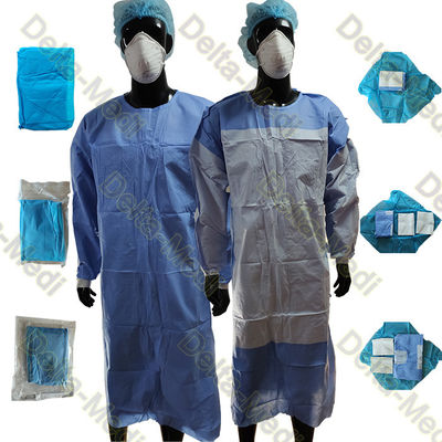 45g SMS Reinforced Disposable Medical Gowns พร้อมผ้าเช็ดมือและห่อ